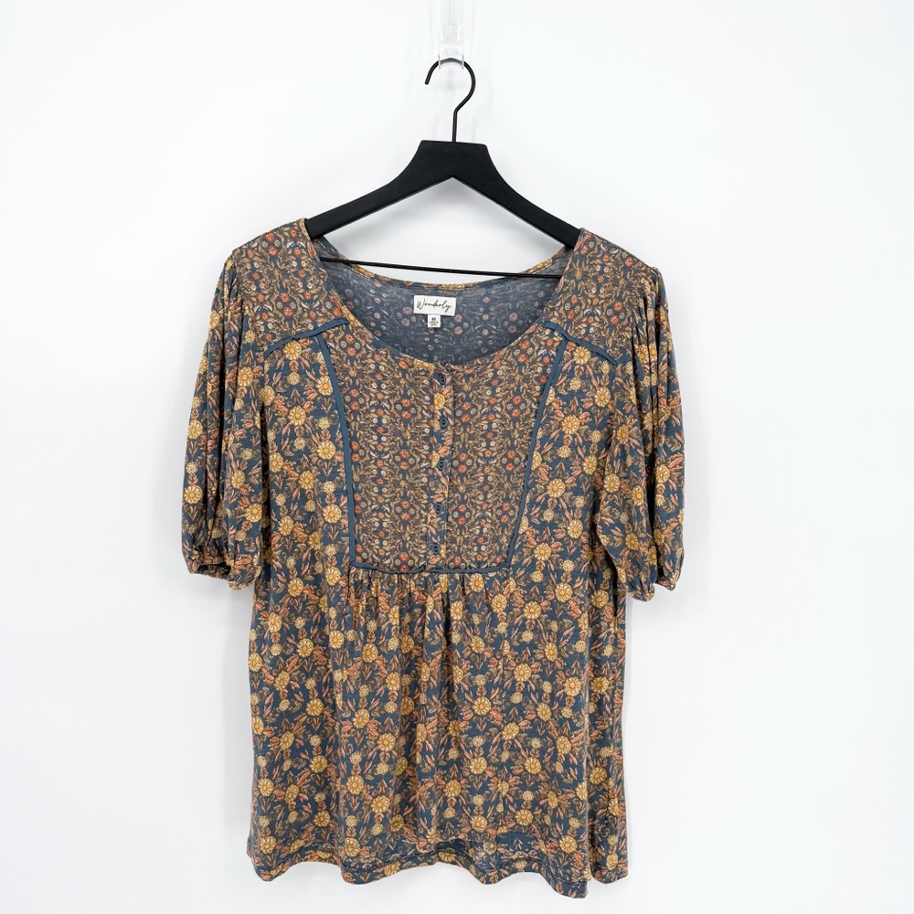 ☀️ 3/$25 Wonderly Floral Cottagecore Babydoll Blouse Top Medium